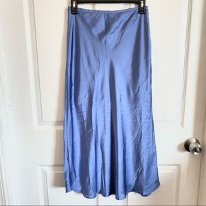 Blue Satin Maxi Skirt